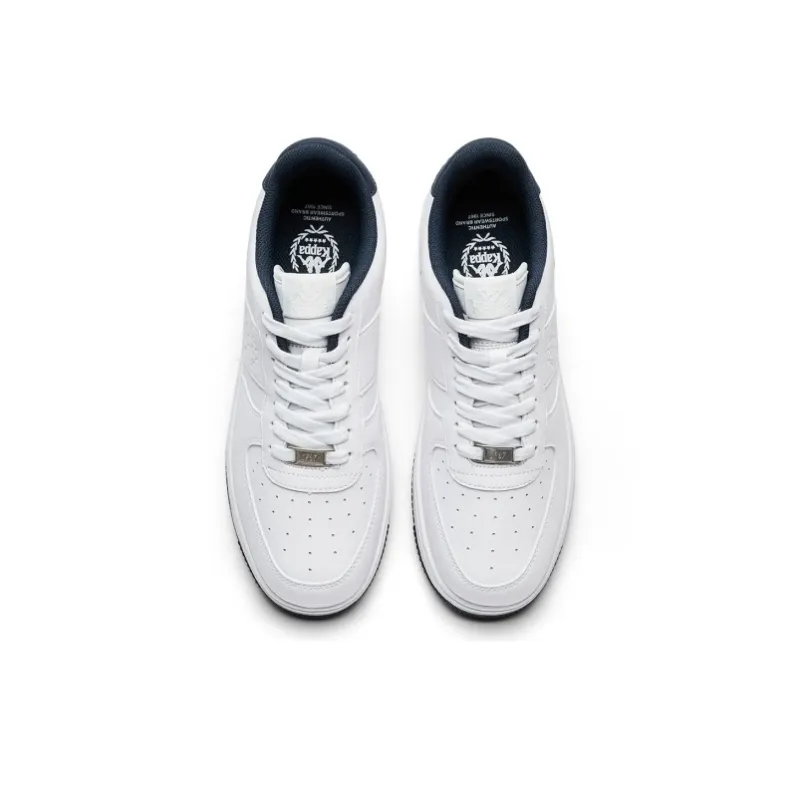 Kappa Coverage Low Top Skateboard Shoes Unisex Classic White Ocean Blue-3