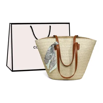 COMELY Fabric Tote Straw Bag, Handbag, Shoulder Bag, Shoulder Bag Regular Women's Ecru