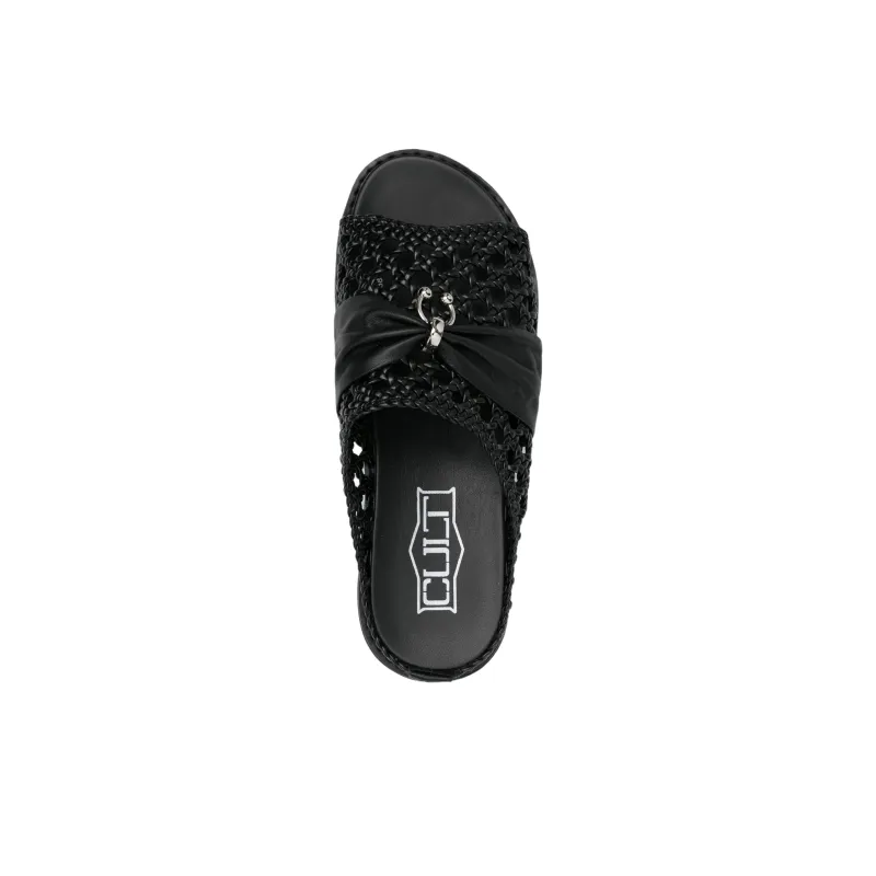 CULT GAIA Rubber Sole Slide Slippers 6cm Women's Black-4