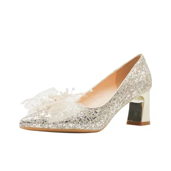 GOSO Chunky Heel High Heels Women's Champagne Gold