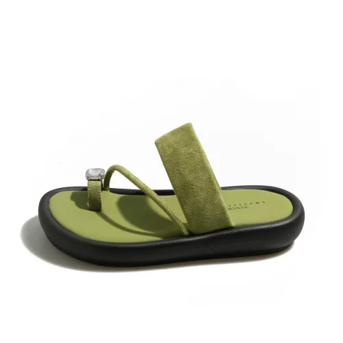 AJPAP Rubber Sole Rhinestone Slide Slippers Women's
