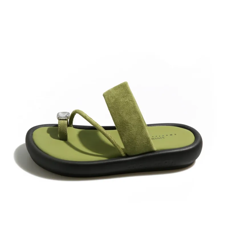 AJPAP Rubber Sole Rhinestone Slide Slippers Women's-0