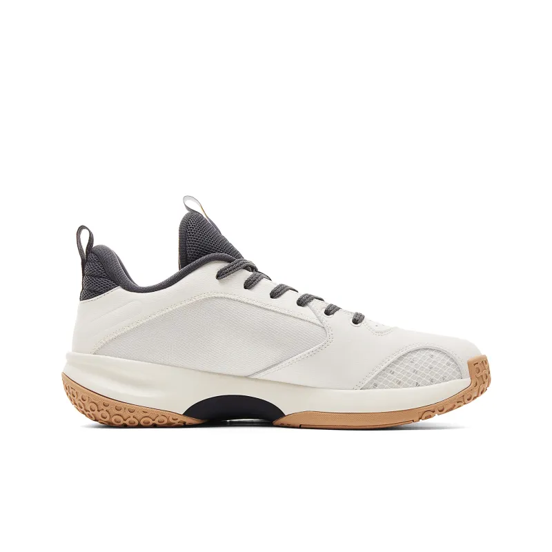 PEAK Lan Qie Cushioning, Breathable, And Resilient Design Low Top Basketball Shoes Men's Canvas White Dark Gray-1