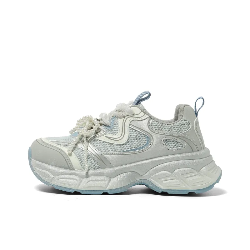 FOREVER 21 Anti Slip Wear Resistant Low Top Chunky Sneakers Women's Blue-0