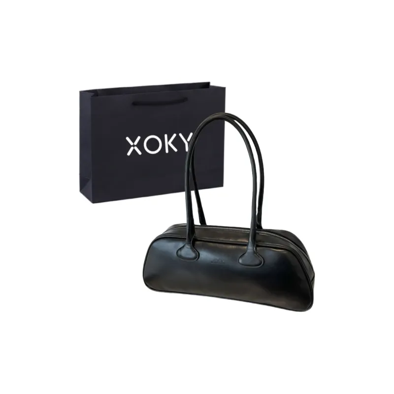 XOKY PU Shoulder Bag Regular Unisex Coffee/Black/Red-9