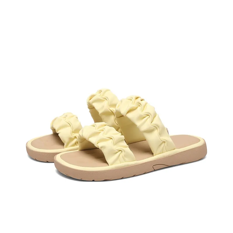 Golden Silk Rabbit Slide Slippers Women's-9