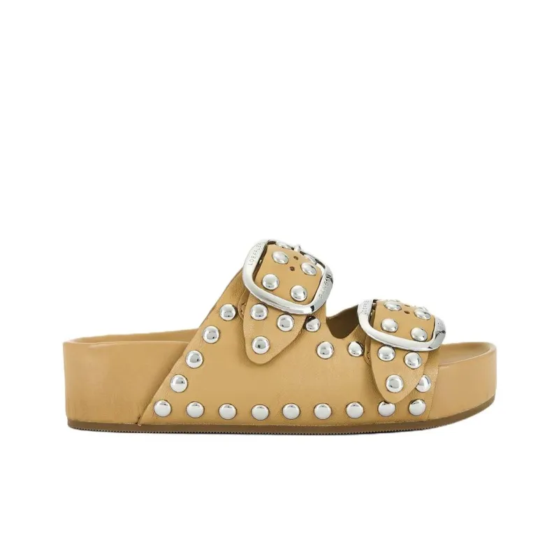 Loeffler Randall Rubber Sole Slide Slippers 4.5cm Women's Khaki-1