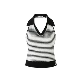 DIANA VEVINA Tank Tops Women's Black White Stripes