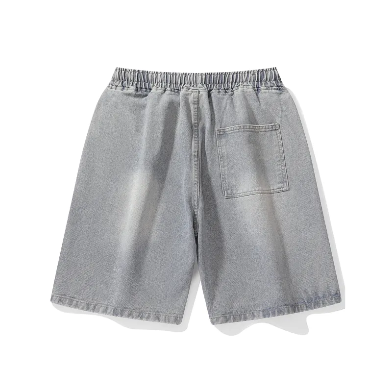 Small Columns Under The Sea Denim Shorts Unisex-7