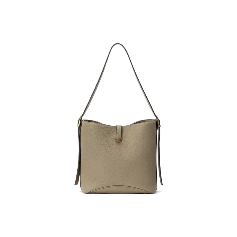 ROBERTA DI CAMERINO Top Grain Cow Leather Crossbody Bucket Shoulder Bag Women's Classic Black/Elephant Gray-8