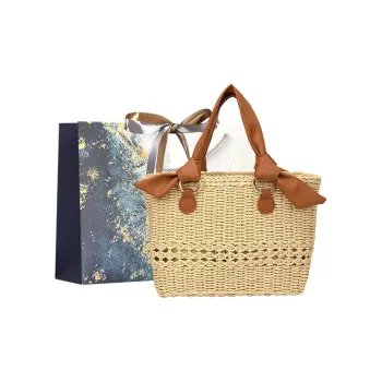 Iman's House Straw Woven Handbag Regular Women's Ecru/Khaki