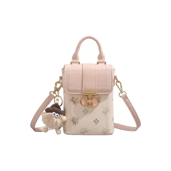 PESASRIE PU Cell Phone Pouch Women's Peach Pink