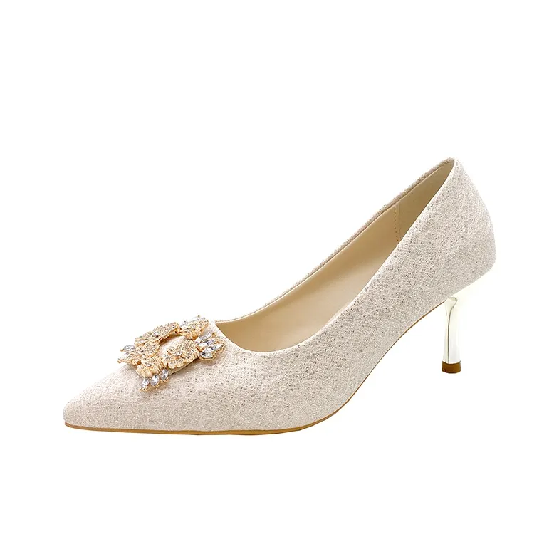 Alxnan Slim Heel High Heels Women's Champagne-6