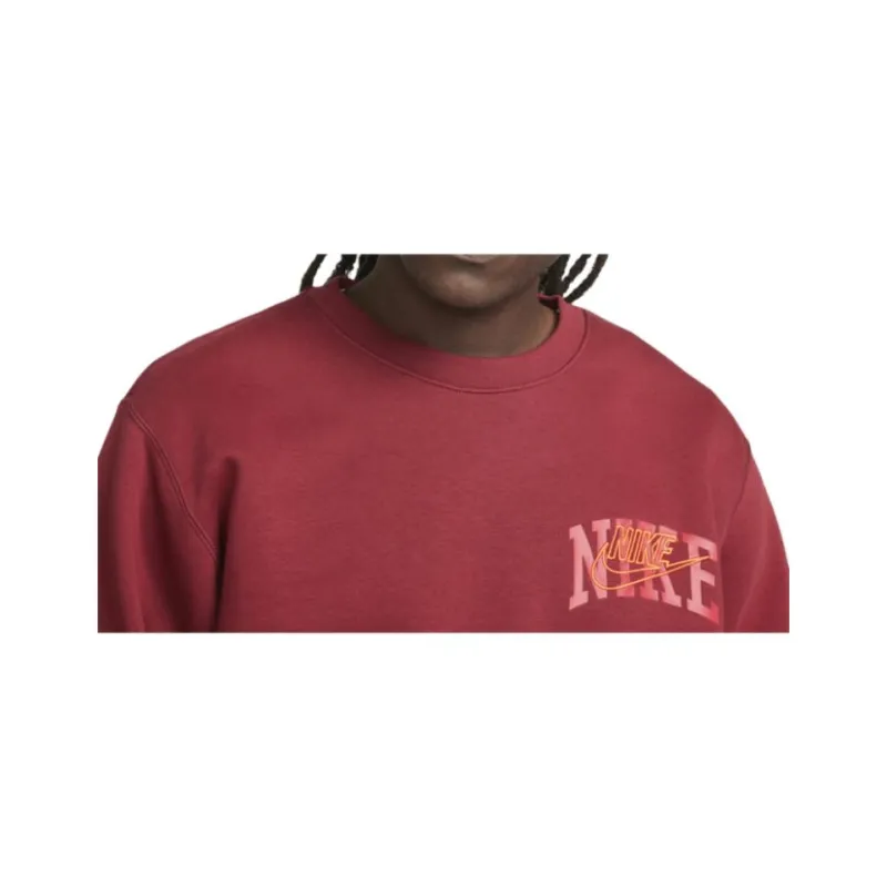 Nike Club Fleece Long-Sleeve Crew-Neck Sweatshirt Sweatshirt Men's Red-3