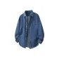 [Denim Long-Sleeved Shirt]Medium Blue (Tb Blue Dot Black Text Chest Logo)