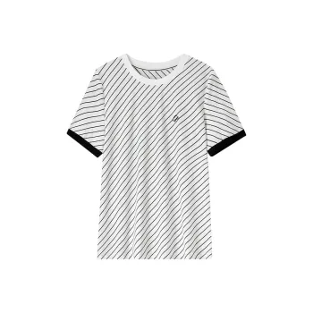 SENTUBILA T Shirts Women's White Base Black Stripes