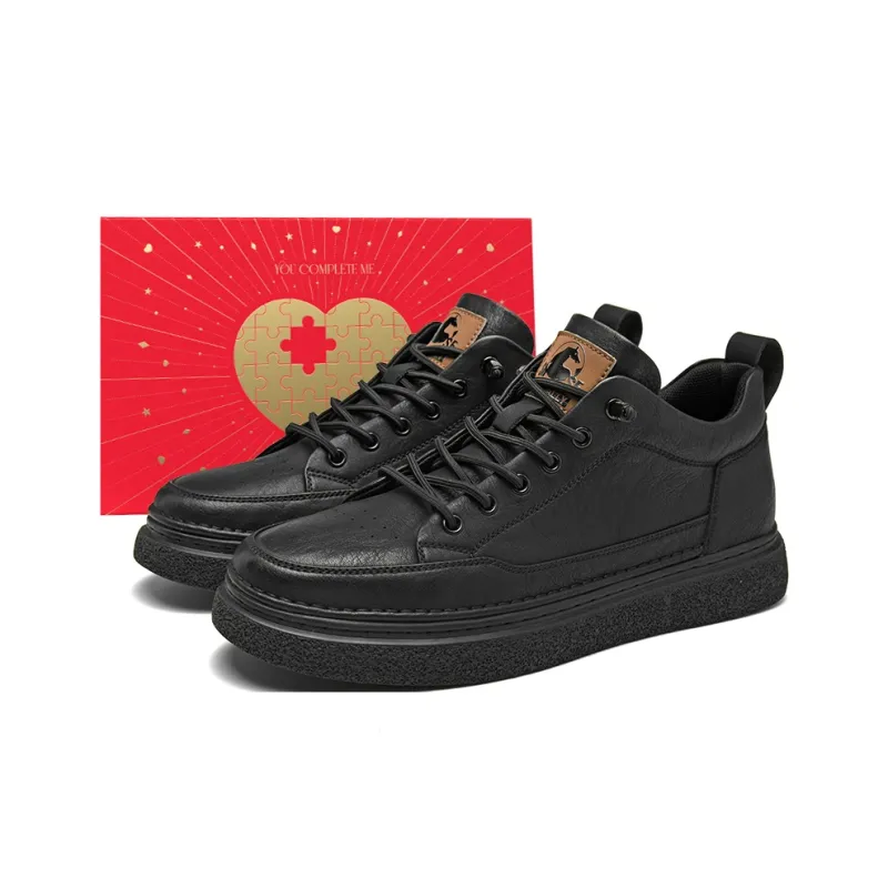 HLA Men's Casual Shoes Men Mid Top Black/Brown-0