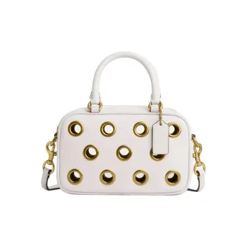 COACH SATCHEL Leather One Shoulder Handbag Trumpets Women's White