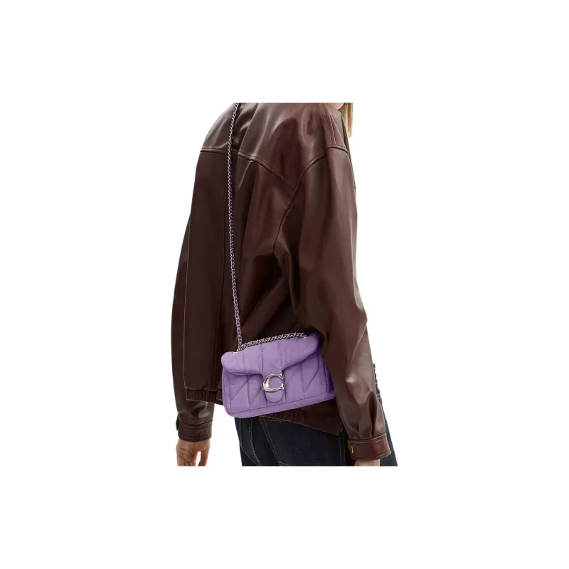 COACH Tabby Quilting Denim Shoulder Bag, Crossbody Bag Trumpets Women's Purple-5