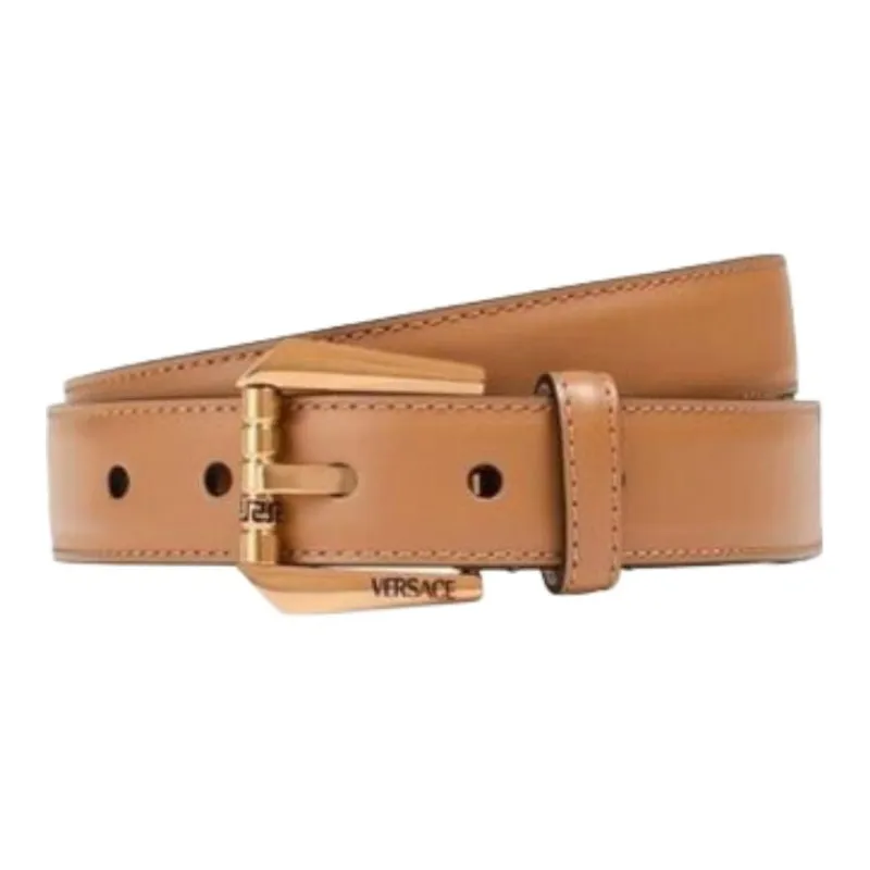 VERSACE 100% Cow Leather Belts Men's Light Brown 3CM-0