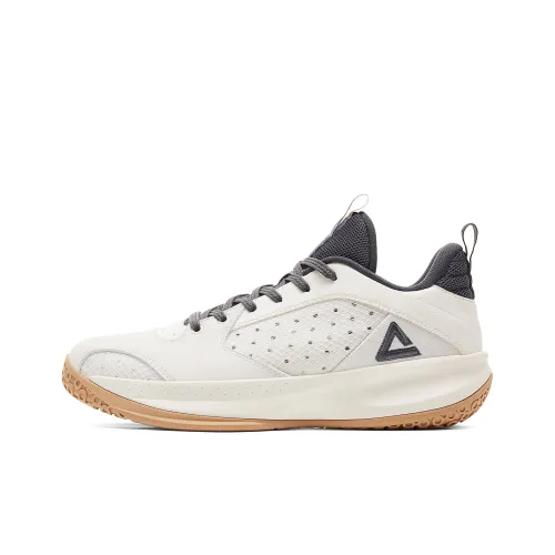 PEAK Lan Qie Cushioning, Breathable, And Resilient Design Low Top Basketball Shoes Men's Canvas White Dark Gray