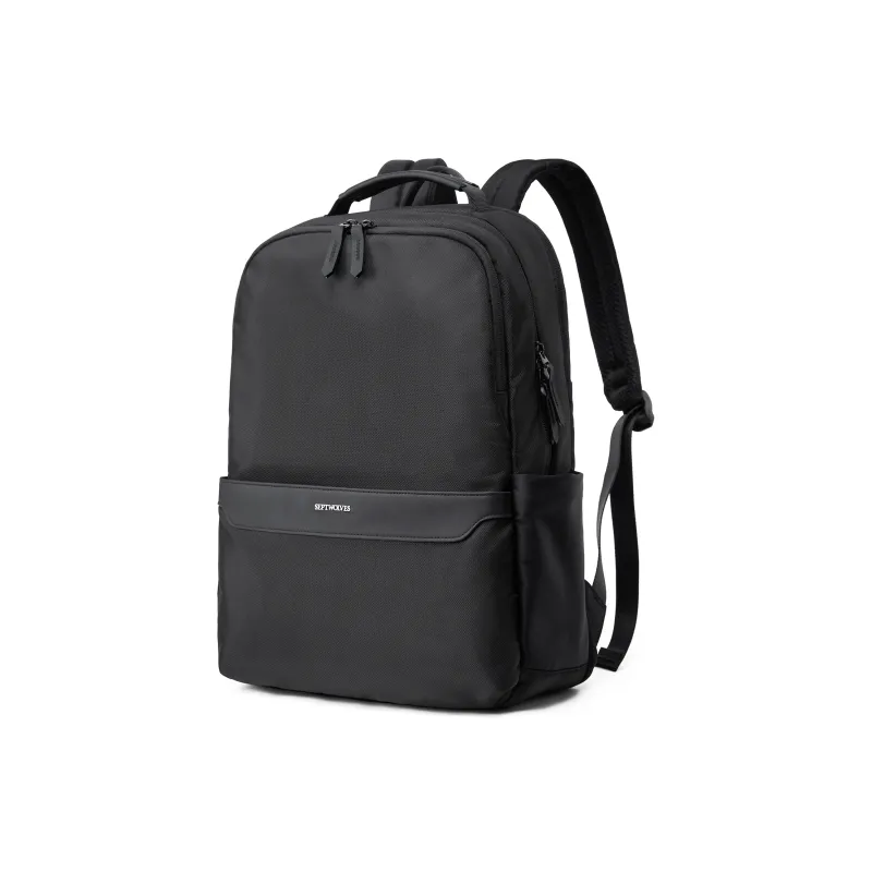 SEPTWOLVES Fabric Students Backpack Laptop Bag QPL Unisex Black-0