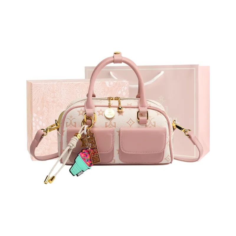 MISS GAIL Synthetic Leather Shoulder Bag, Crossbody Bag, Handbag Women's Monogram Blossom Pink-0