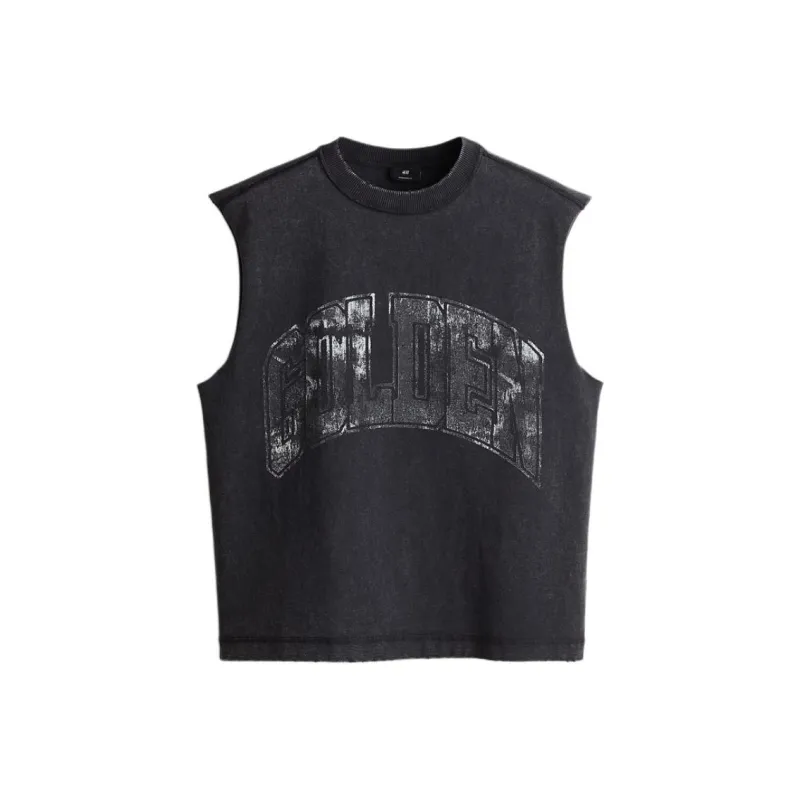 H&M Tank Tops Men Vintage Black/Gold-0