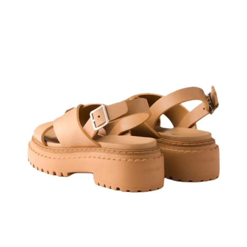 PRADA One Strap Sandals 5.5cm Women's Brown-3