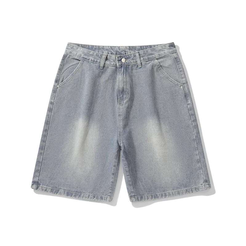 Small Columns Under The Sea Denim Shorts Unisex-4