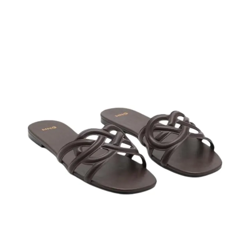 MANGO PU Polyurethane Abrasion Resistant Slide Slippers Women's Dark Brown-2
