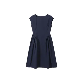 SHUXI Sleeveless Dress Women's Bow Tie Blue