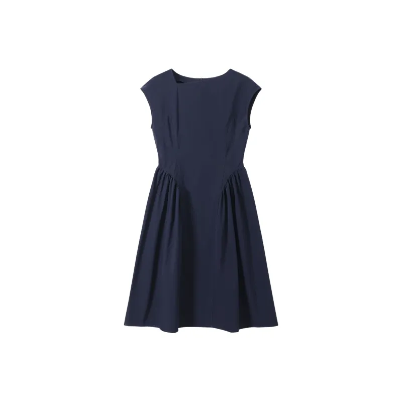 SHUXI Sleeveless Dress Women's Bow Tie Blue-0