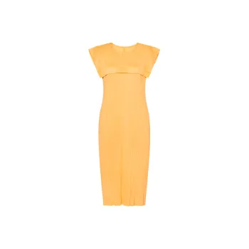 PLEATS PLEASE ISSEY MIYAKE SS24 Sleeveless Dress Women's Neon Orange
