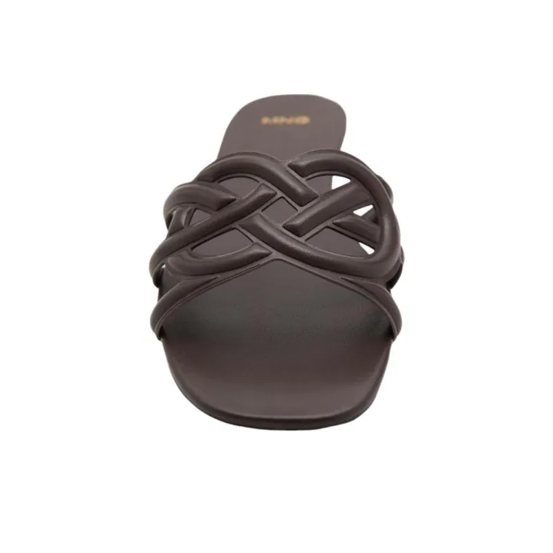 MANGO PU Polyurethane Abrasion Resistant Slide Slippers Women's Dark Brown-3