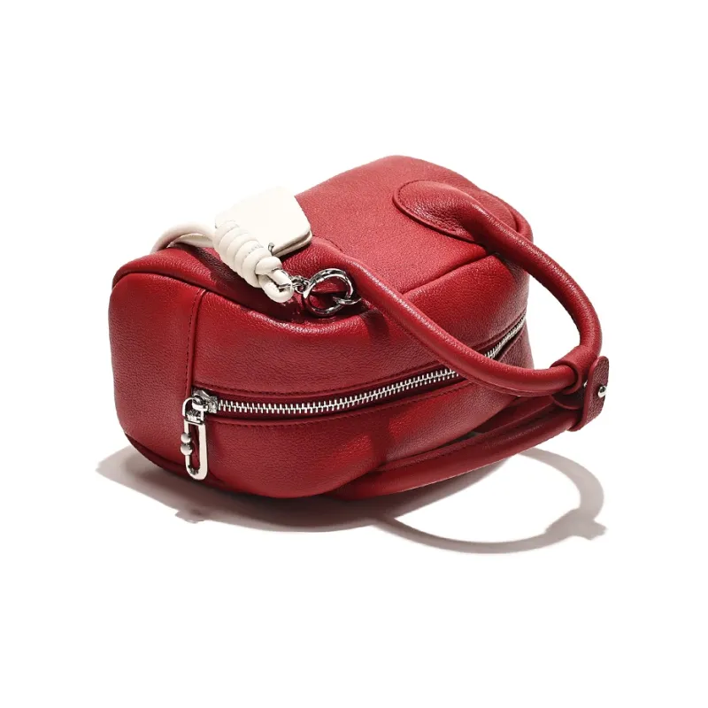 GXFMOD Genuine Leather Shoulder Bag, Handbag Women's Red-3