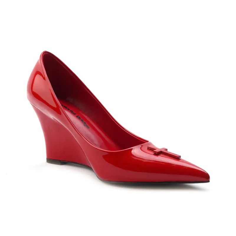 Colorful Bridge Crucifix Cross Wedge Heel High Heels Women's-2