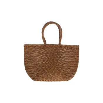 Dragon Diffusion Buffalo Calfskin Basket Handbag Trumpets Women's Brown