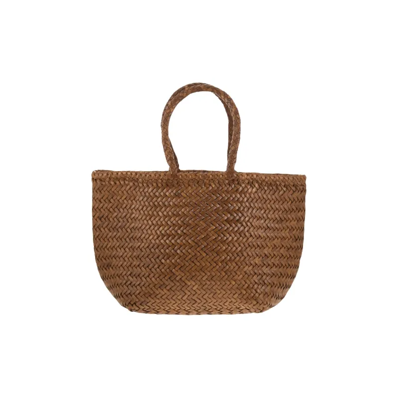 Dragon Diffusion Buffalo Calfskin Basket Handbag Trumpets Women's Brown-0