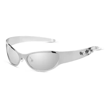 MUJOSH Metal Cat Eye Curved Lens With Wide Field Of View, Comfortable, No Burden Unisex Silver