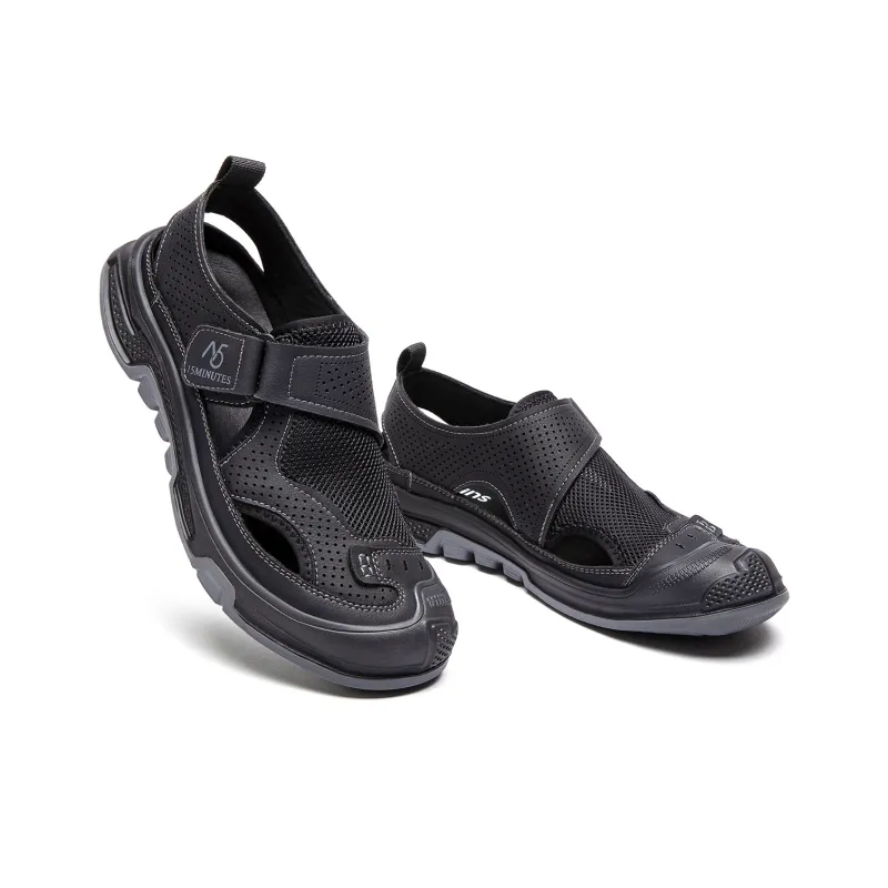 15 MINS Breathable And Slip Resistant River Trekking Shoes Men's Black-4