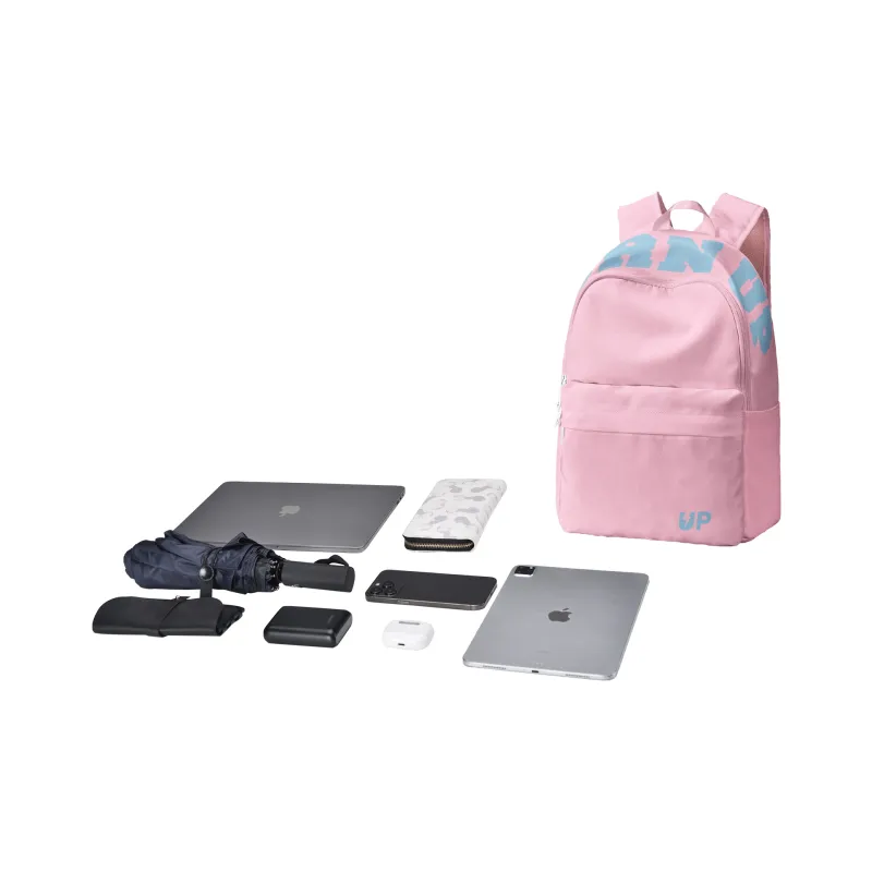 TURN UP Polyester Backpack Unisex Peach Pink-4