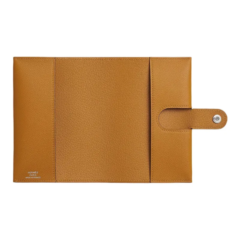 HERMES R.M.S Evercolor Calfskin Passport Holder Unisex 28 Caramel-1