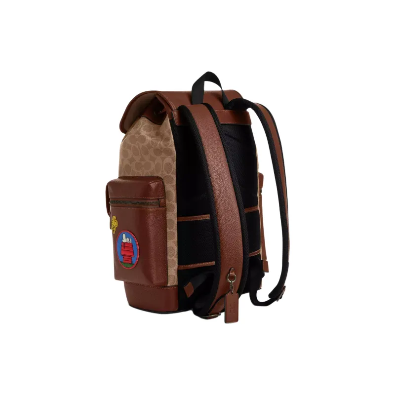 COACH PEANUTS Collaboration Sprint Coated Canvas Backpack Tubas Men's Ochre-1