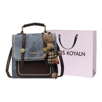 LOUIS ROYALN PU Backpack Women's Denim Blue/Dark Tea/Ecru/Pink