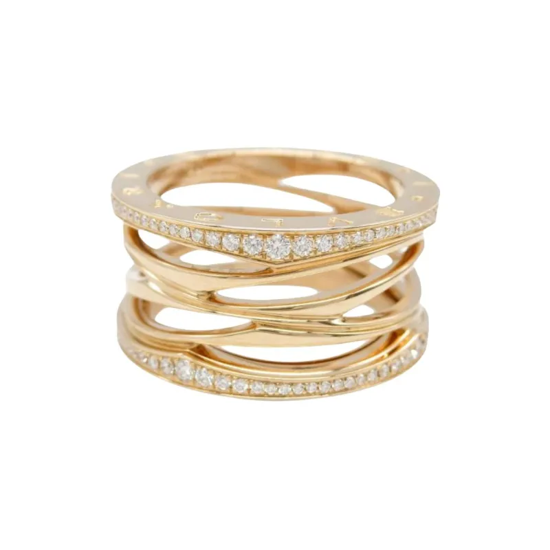 BVLGARI 2010s 18K Rose Gold B.zero1 Diamond Ring-0