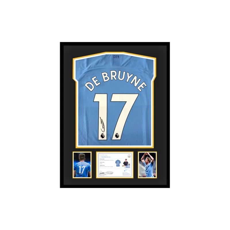 Three For Manchester City Team Jersey Exquisite Mounting, Outer Frame Approx. 65x85cm-0