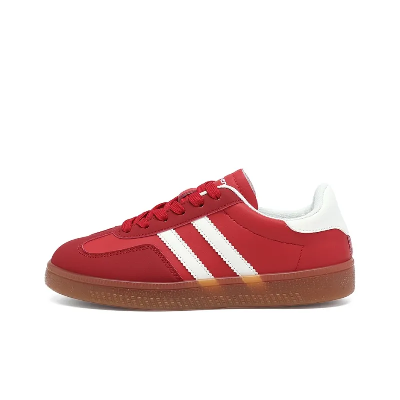 RENBEN Lightweight Anti Slip Low Top Skateboard Shoes Women's Red-0