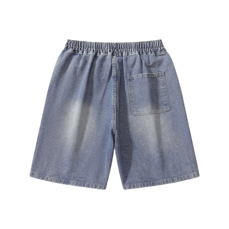 Small Columns Under The Sea Denim Shorts Unisex-1