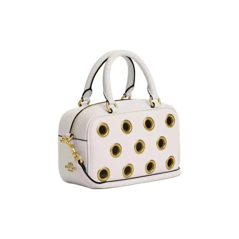 COACH SATCHEL Leather One Shoulder Handbag Trumpets Women's White-1